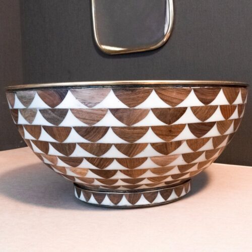 Wood & Brass Bathroom Vessel Sink - Image 3