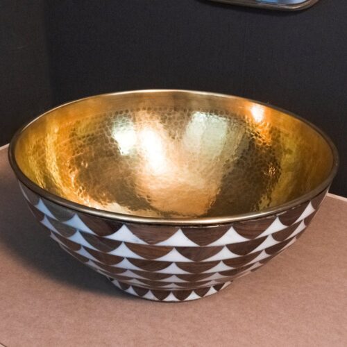 Wood & Brass Bathroom Vessel Sink - Image 5