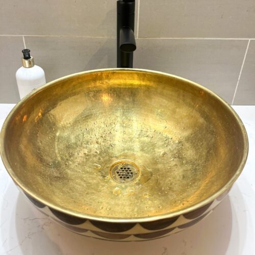 Wood & Brass Bathroom Vessel Sink - Image 2